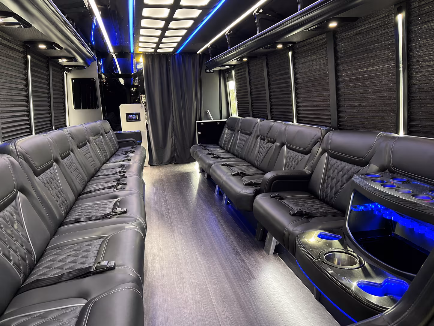 Interior of a party bus rental serving Palm Bay