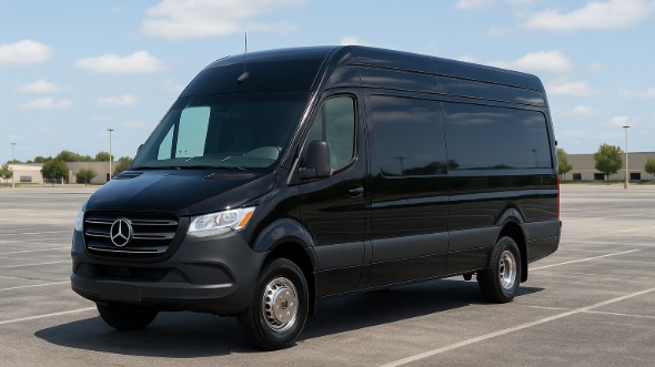 Exterior of Charter Bus Company Daytona Beach's 14 Passenger Sprinter Limousine in Daytona Beach
