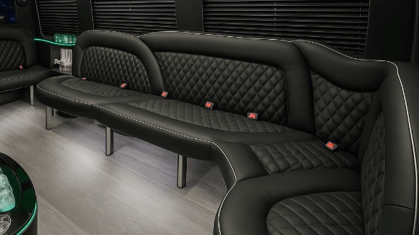 Interior of Charter Bus Company Kissimmee's 14 Passenger Sprinter Limousine in Kissimmee