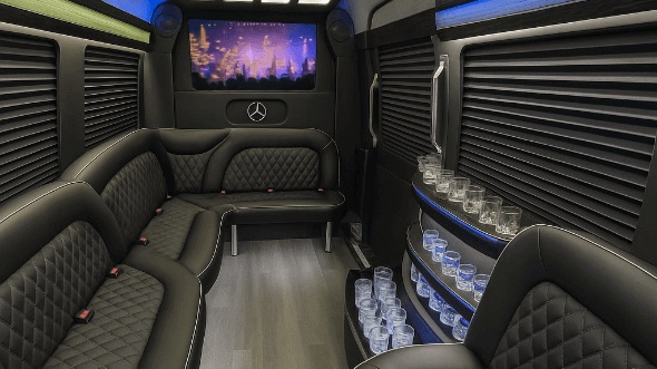 Interior of Charter Bus Company Orlando's 14 Passenger Sprinter Limousine in Orlando