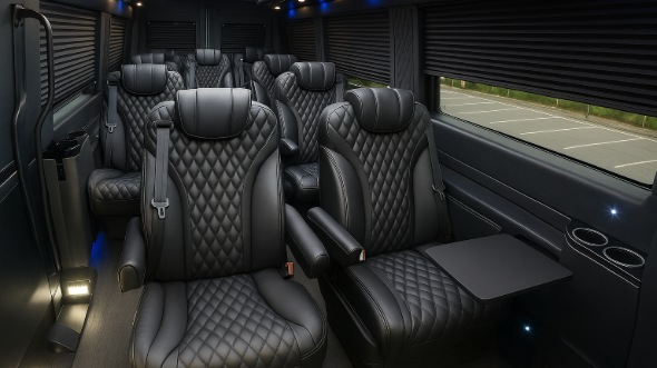 Interior of Charter Bus Company Palm Bay's 15 Passenger Mini Bus in Palm Bay