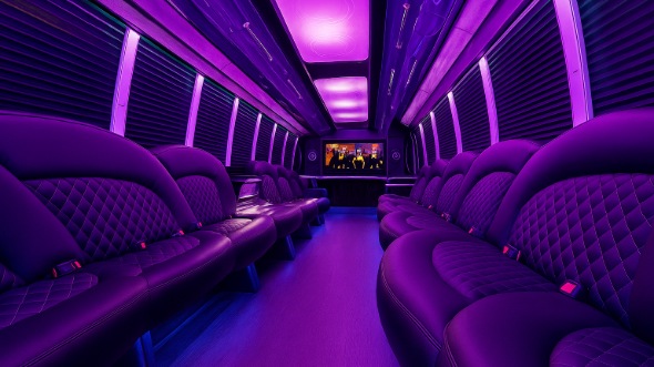 Interior of Charter Bus Company Orlando's 25 Passenger Party Bus in Orlando