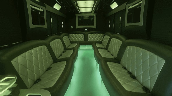 Interior of Charter Bus Company Port St. Lucie's 28 Passenger Party Bus in Port St. Lucie