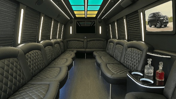 Interior of Charter Bus Company Boynton Beach's 30 Passenger Party Bus in Boynton Beach