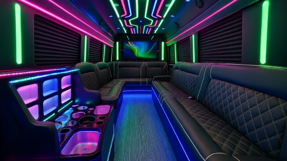 Interior of Charter Bus Company Orlando's 30 Passenger Party Bus in Orlando