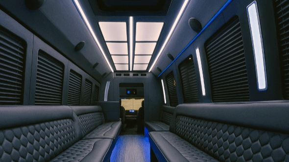 Interior of Charter Bus Company Boynton Beach's 40 Passenger Party Bus in Boynton Beach