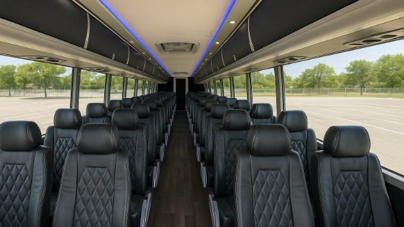 Interior of Charter Bus Company Palm Bay's 44 Passenger Charter Bus in Palm Bay