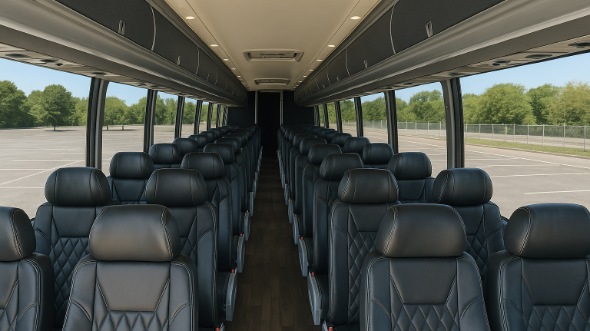 Interior of Charter Bus Company Palm Bay's 47 Passenger Charter Bus in Palm Bay