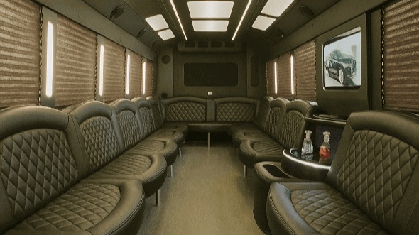 Interior of Palm Bay Party Bus Company's 50 Passenger Party Bus in Palm Bay