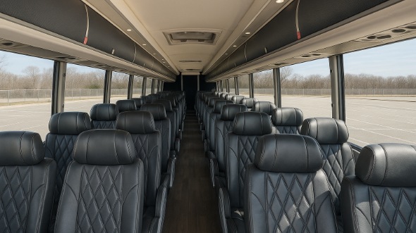 Interior of Charter Bus Company Palm Bay's 51 Passenger Charter Bus in Palm Bay