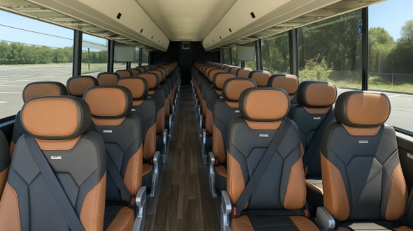 Interior of Charter Bus Company Palm Bay's 54 Passenger Charter Bus in Palm Bay