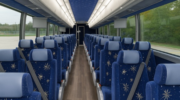 Interior of Charter Bus Company Palm Bay's 55 Passenger Charter Bus in Palm Bay