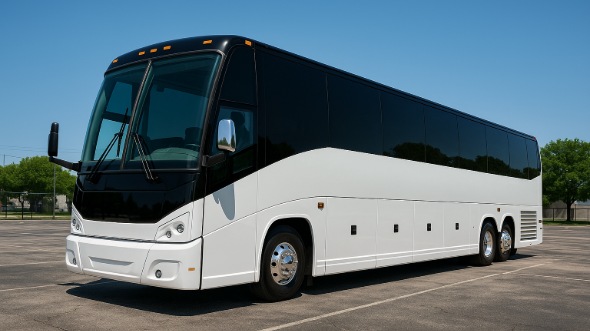 Exterior of Charter Bus Company Palm Bay's 55 Passenger Charter Bus in Palm Bay