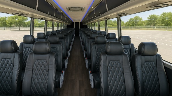 Interior of Charter Bus Company Palm Bay's 56 Passenger Charter Bus in Palm Bay