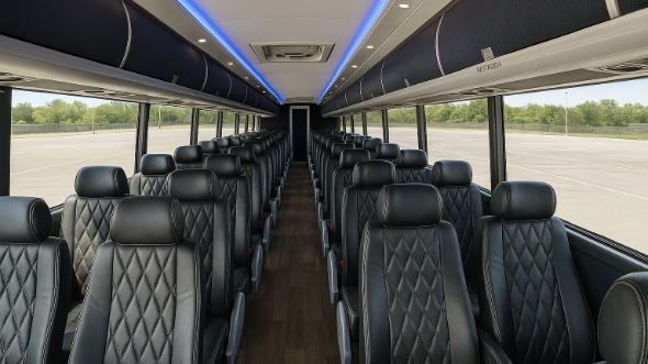 Interior of Charter Bus Company Palm Bay's ADA Charter Bus in Palm Bay