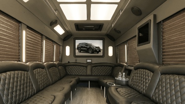 palm bay 25 passenger party bus inside